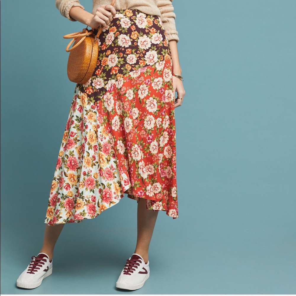 Farm Rio Patchwork Floral Skirt for Anthropologie